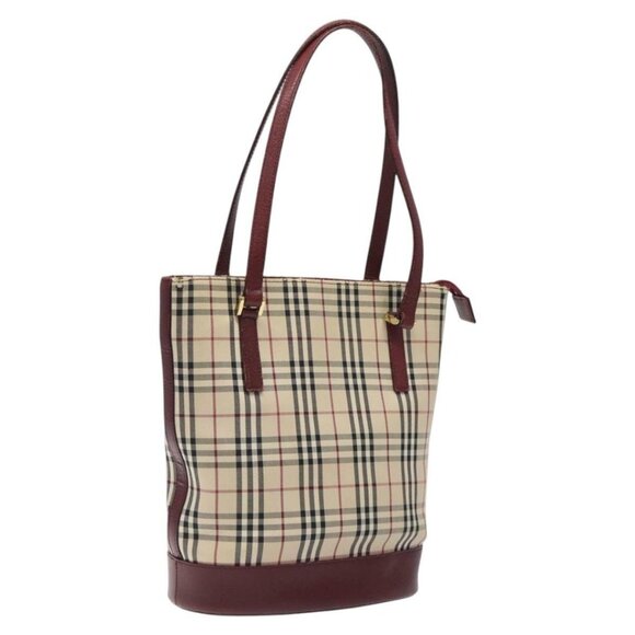 BURBERRY Nova Check Shoulder Bag Canvas Beige Gold Auth bs24664 - Picture 1 of 16
